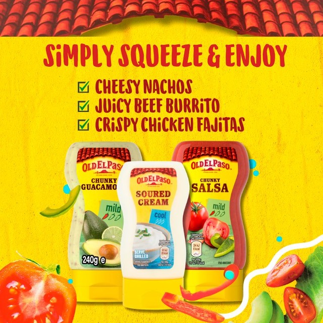 Old El Paso Squeezy Chunky Guacamole 240g, imported from the UK
