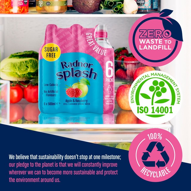 Radnor apple raspberry flavoured water 6x500ml, imported from the UK