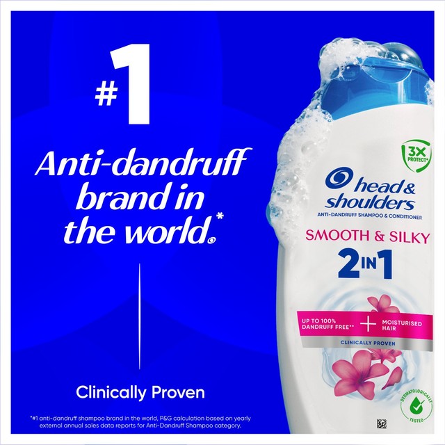 Head & Shoulders Smooth & Silky 2In1 anti-dandruff shampoo and conditioner 330ml, UK version