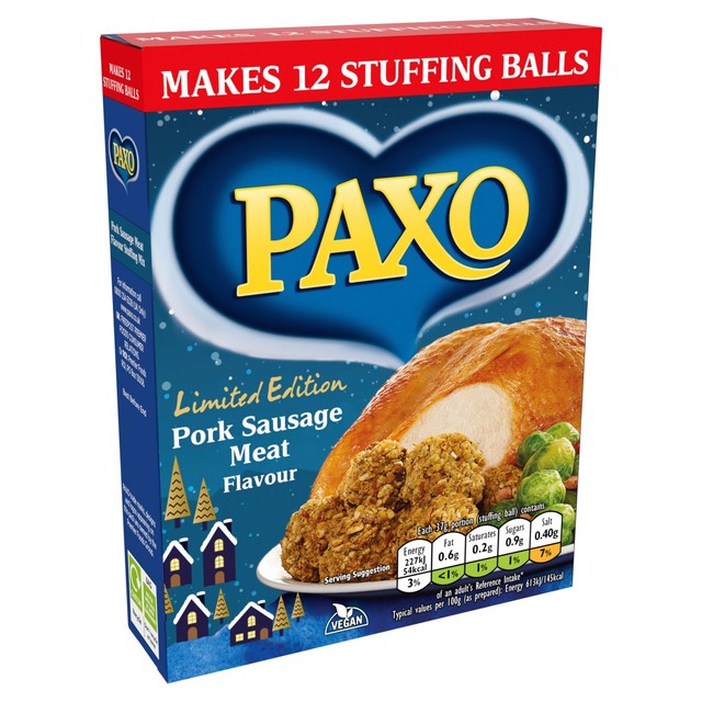 Paxo Pork Sausage Meat Flavour Stuffing Mix 190g, imported from the UK