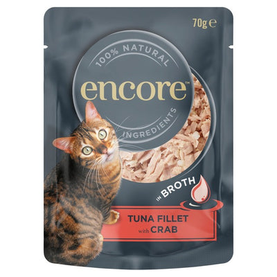 Encore Katt Tunfisk Fillet med Krabbe i Kraft Våt Kattedyr Mat Pose 70g