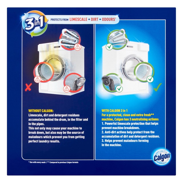 Calgon 4-in-1 washing machine water softener tablets - British product
