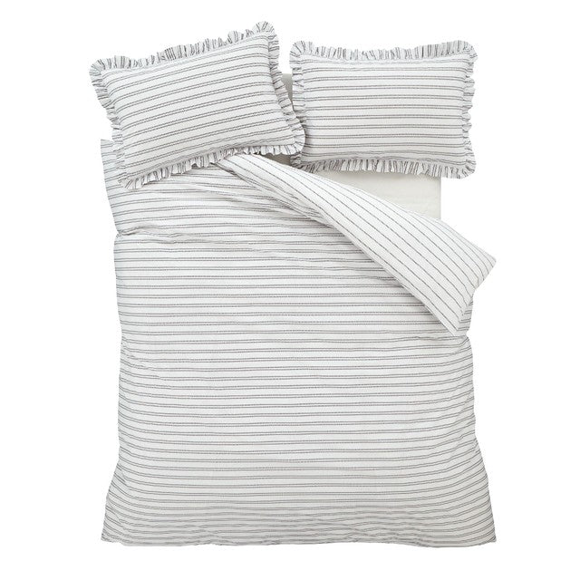 Turner Bianca Style Sisters Frill Stripe Double Duvet Cover (British brand)