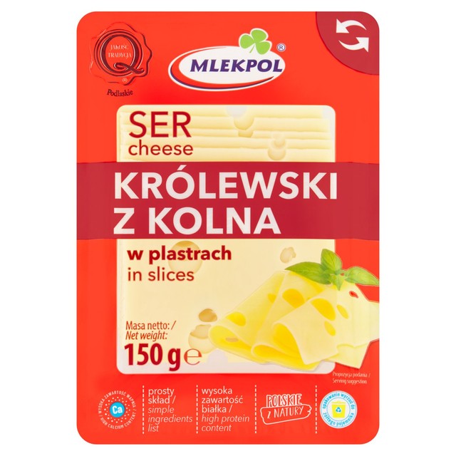 Mlekpol Krolewski cheese slices 150g, imported from the UK