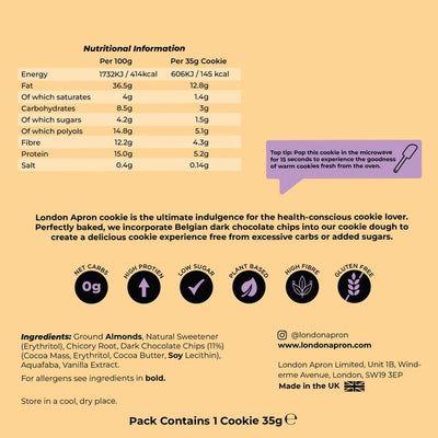 M&S London Apron Keto Chocolate Chip Cookie Britisk Stil 35g - Kjøp online hos McGrocer