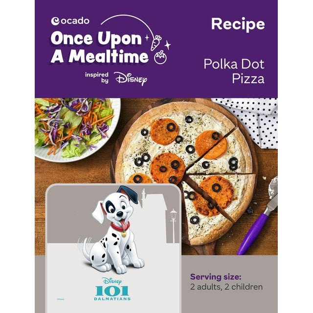 Ocado Disney 101 Dalmatians pizza recipe card - British product