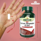 Natures Aid Calcium, Magnesium & Zinc supplement tablets, imported from the UK