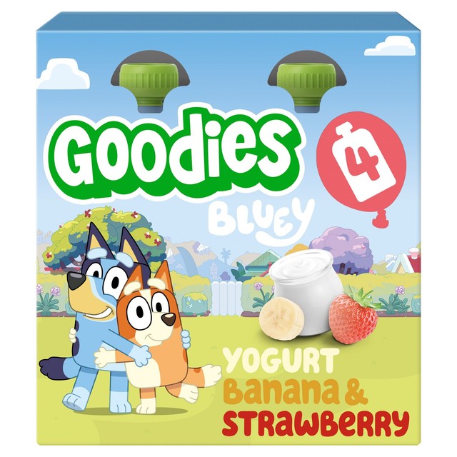 Goodies Bluey Banana & Strawberry Yoghurt Pouch Multipack 4 x 100g, UK version