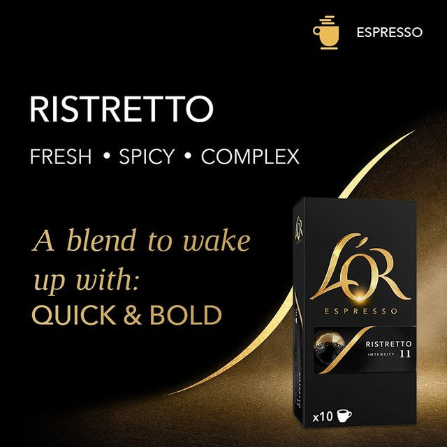 L'OR Ristretto Intensity 11 coffee pods x10, UK version