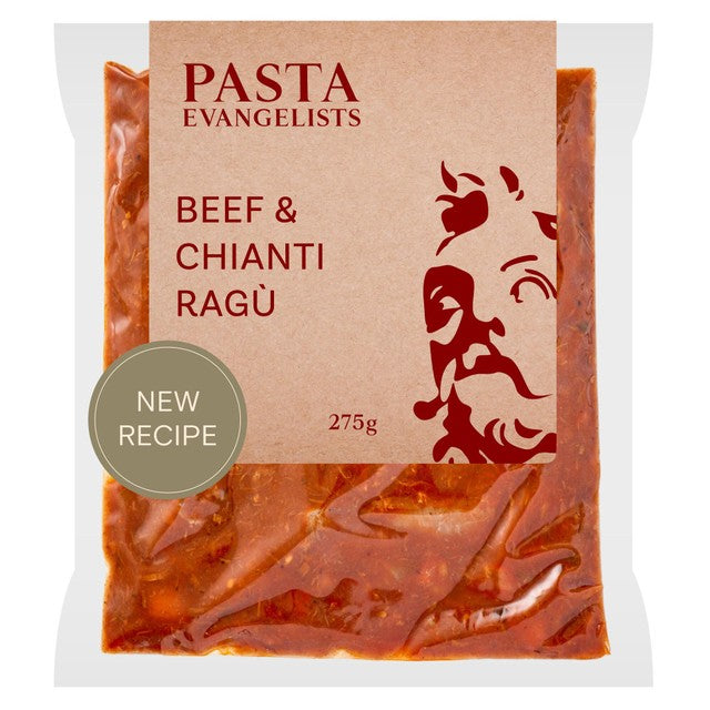 Pasta Evangelists beef and Chianti ragu sauce 275g, imported from the UK