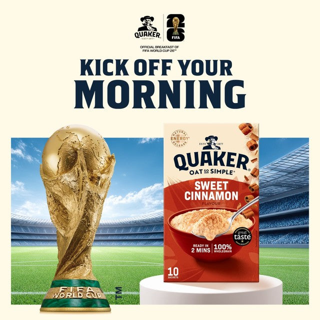 Quaker Sweet Cinnamon porridge sachets 10 per pack, imported from the UK