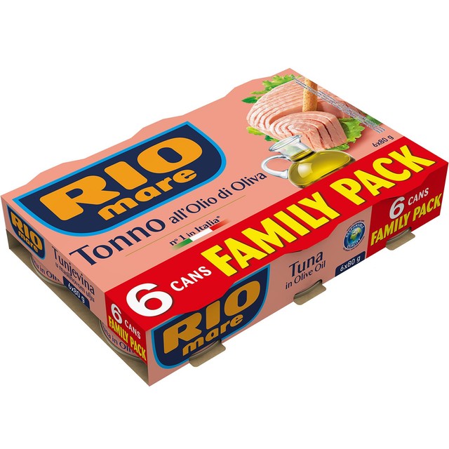 Rio Mare Tuna in Olive Oil 6x80g, imported from the UK