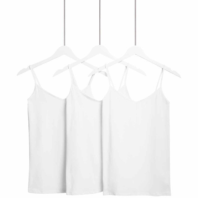 M&S women's cotton-rich strappy vests white size 16, imported from the UK