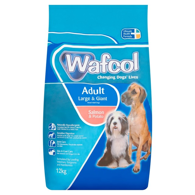 Wafcol salmon and potato dry dog food for large giant breeds, UK version