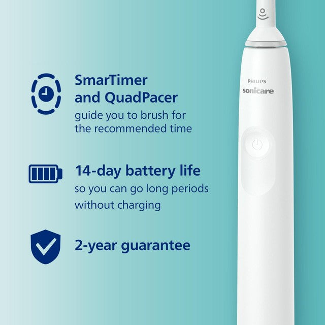 Philips Sonicare Series 2100 electric toothbrush in white, imported from the UK