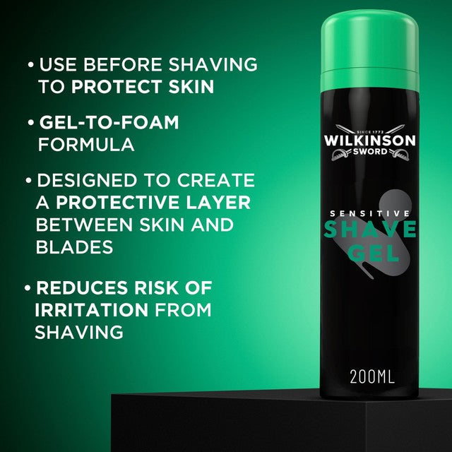 Wilkinson Sword sensitive shave gel 200ml (British brand)
