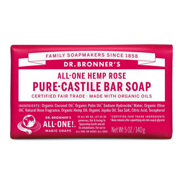 Dr. Bronner's rose soap bar 140g - British product