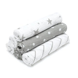 Bloomsbury Mill organic muslin squares grey white 6 pack - British product