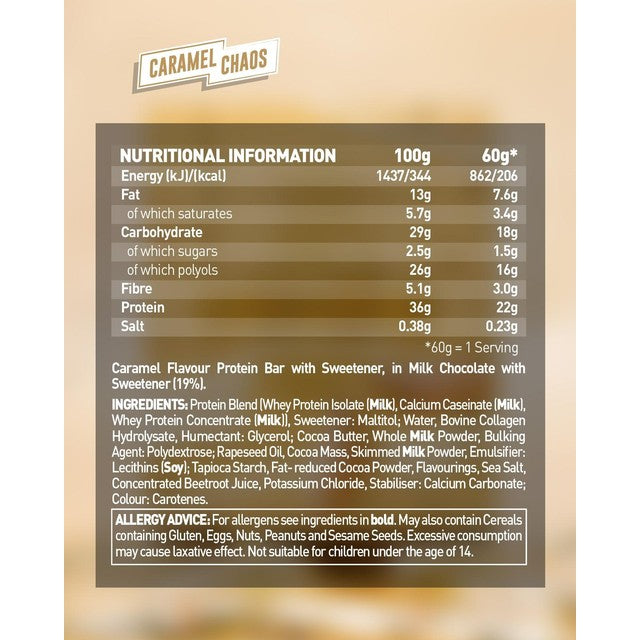 Grenade Caramel Chaos protein bar 60g, UK version