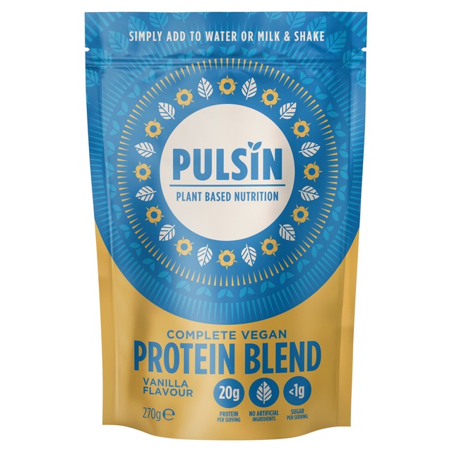 Pulsin Vanilla Vegan Protein Blend 270g, imported from the UK