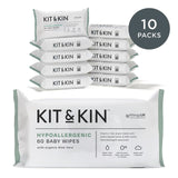 Kit & Kin hypoallergenic baby wipes 10-pack of 60 wipes, UK version