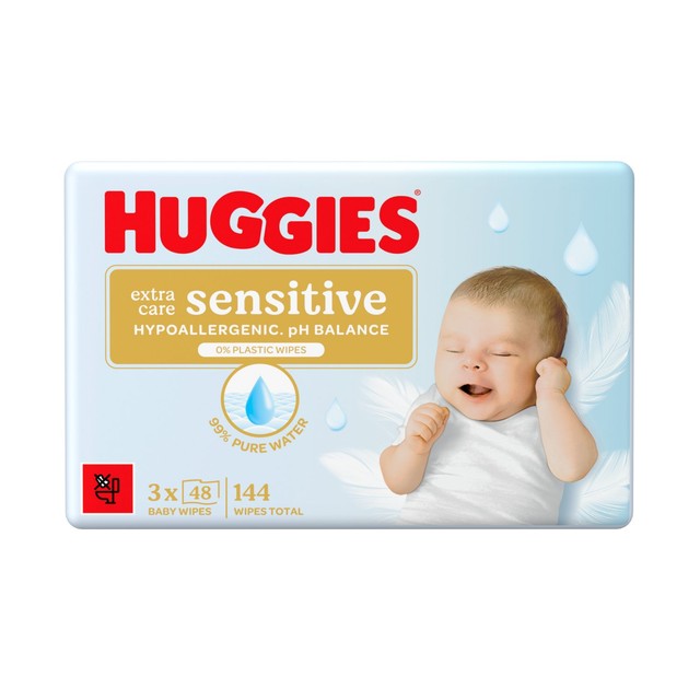 Huggies Pure Extra Sensitive baby wipes triple pack, UK version