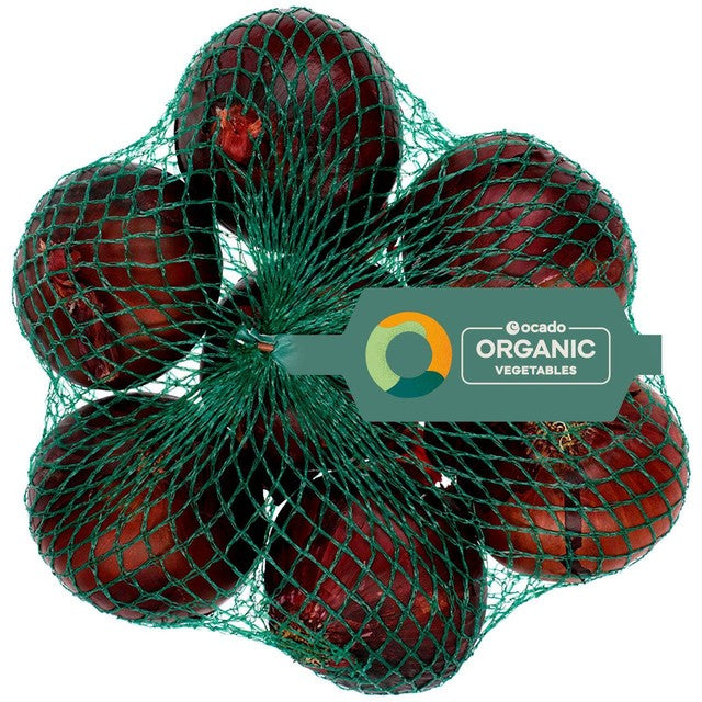 Ocado organic red onions 750g, imported from the UK