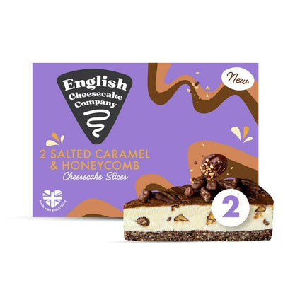 Sainsburys English Cheesecake Company Salted Caramel Honeycomb Cheesecake Slices x2 180g- Buy online at McGrocer