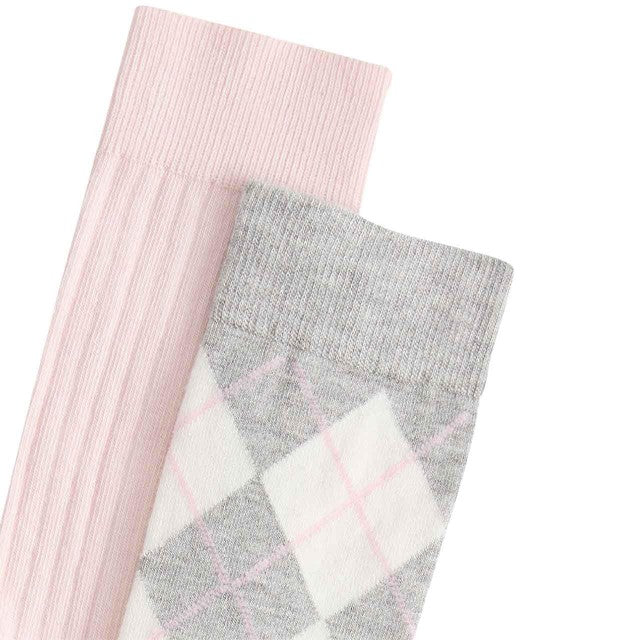 M&S womens argyle crew socks light grey mix (British brand)