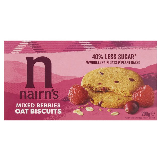 Nairn's mixed berries oat biscuits 200g, imported from the UK