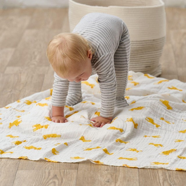 Bloomsbury Mill muslin swaddle blankets Jungle Cubs 3 pack - British product