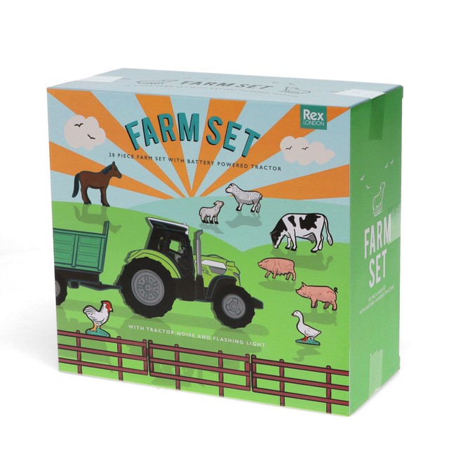 Rex London farm playset with battery tractor, imported from the UK