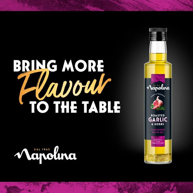 Napolina garlic and herbs flavoured olive oil 250ml, imported from the UK