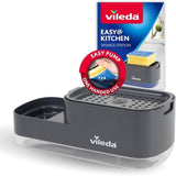 Vileda Sinkside Dispenser Grey soap dispenser with sponge holder (British brand)