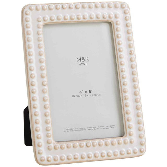 M&S ceramic bobble photo frame 4x6 cream, imported from the UK