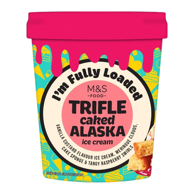 M&S Fully Loaded Trifle Caked Alaska ice cream dessert 500ml, imported from the UK