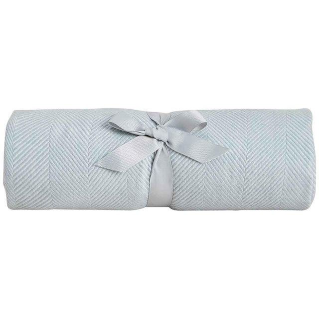 M&S herringbone throw light blue 130x170cm, imported from the UK