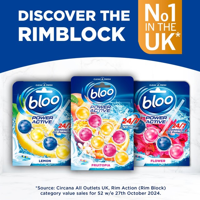 Bloo Power Active Fruitopia toilet rim block (British brand)