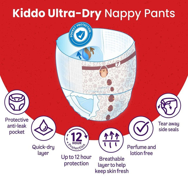Ocado Kiddo Ultra-Dry nappy pants Size 7 (17+kg), imported from the UK