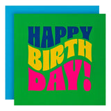 M&S Retro Groovy Happy Birthday Card 15x15cm, imported from the UK
