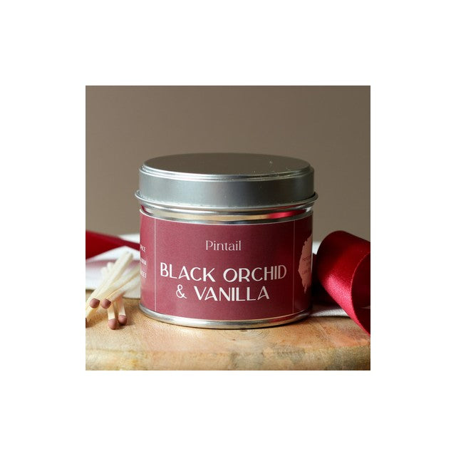Pintail Black Orchid & Vanilla tin candle 225g, imported from the UK