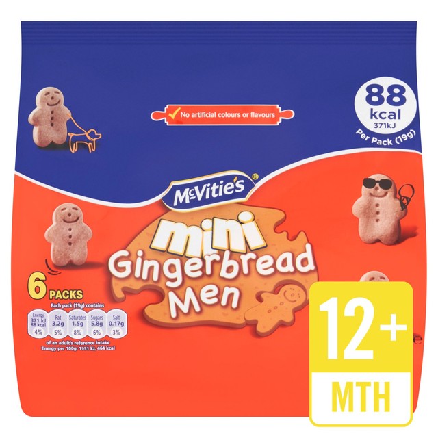 Mcvitie's Mini Gingerbread Men biscuits multipack, imported from the UK