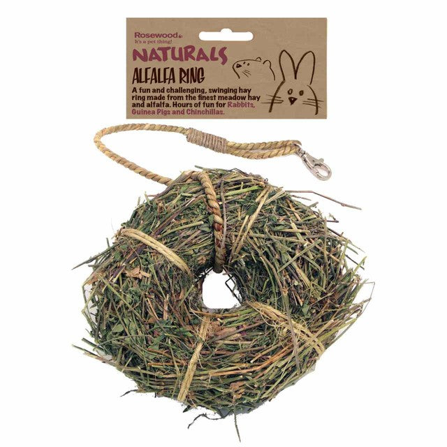 Rosewood Naturals Alfalfa Ring pet hanging toy 16cm, imported from the UK