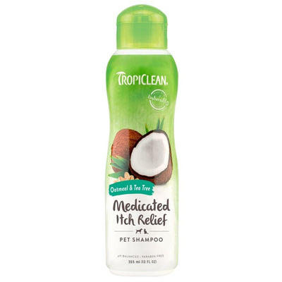 Tropiclean Oatmeal and Tea Tree Medicated Itch Relief Dog and Cat Shampoo 355ml