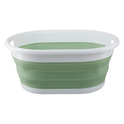 Premier Housewares Sammenleggbar Vaskekurv i Grønn & Hvit, Medium