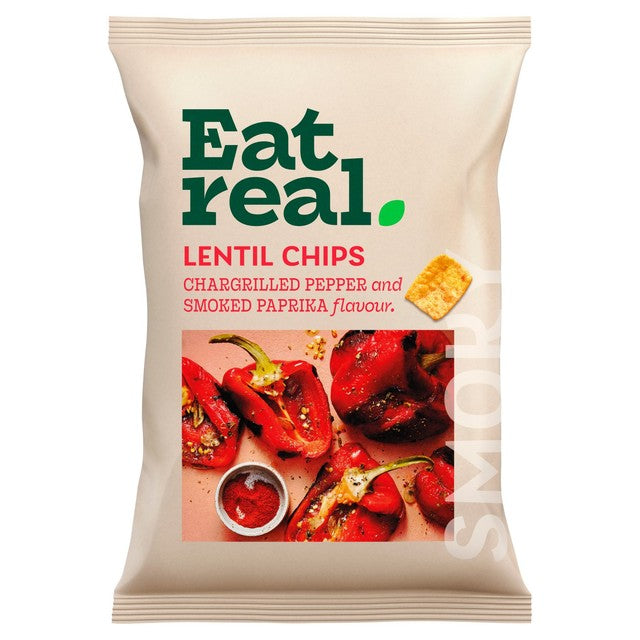 Eat Real Lentil Chips Chargrilled Red Pepper 95g - British product
