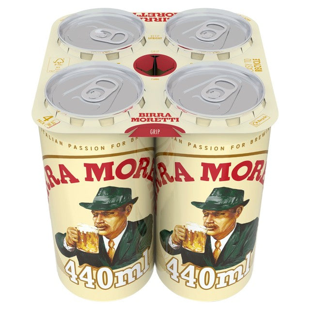 Birra Moretti lager beer 4 x 440ml cans - British product