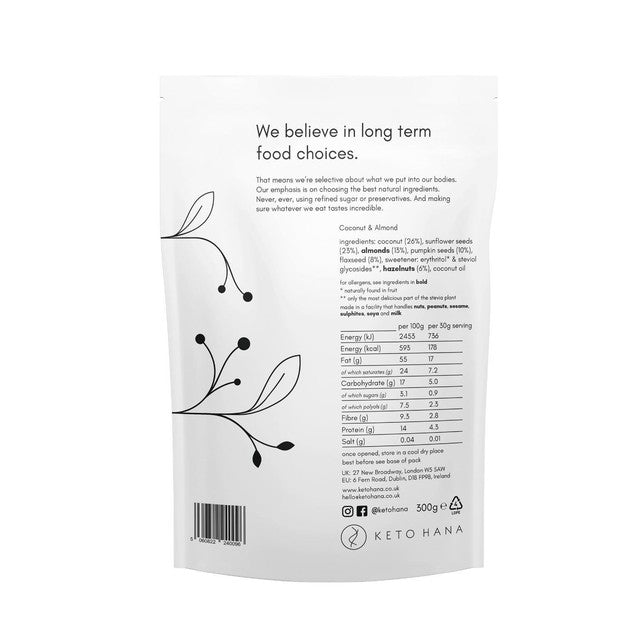 Keto Hana coconut and almond granola 300g, UK version