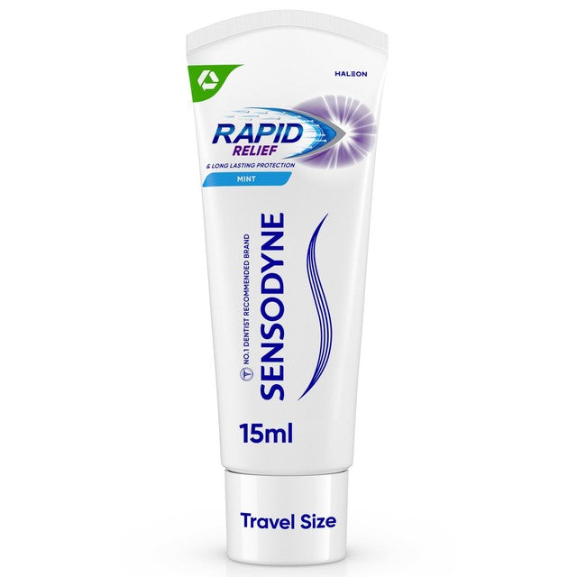 Sensodyne Rapid Relief toothpaste travel size 15ml, imported from the UK