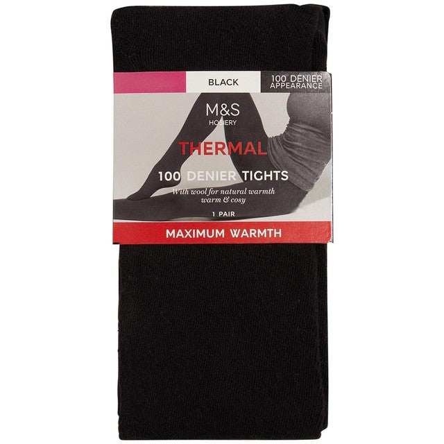 M&S women's 100 denier thermal tights, medium, black, imported from the UK